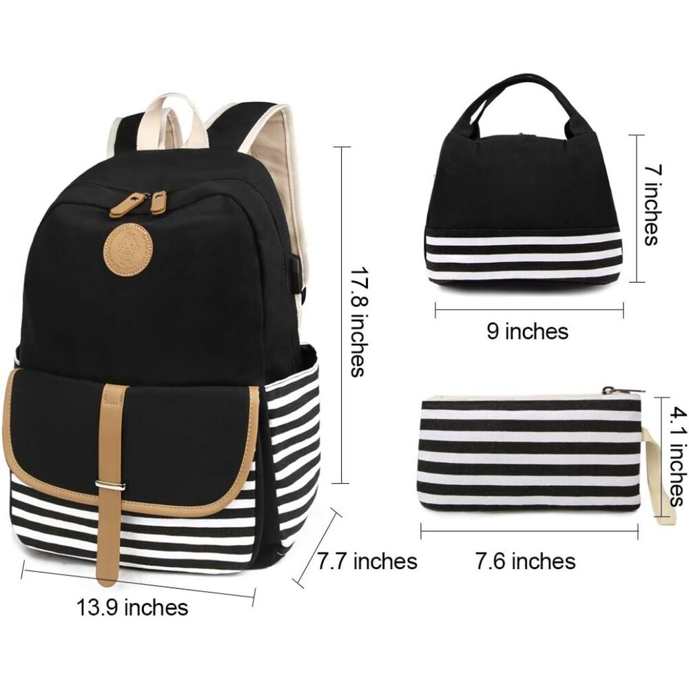 Versatile Canvas School Backpack With Multiple Po… - image 2
